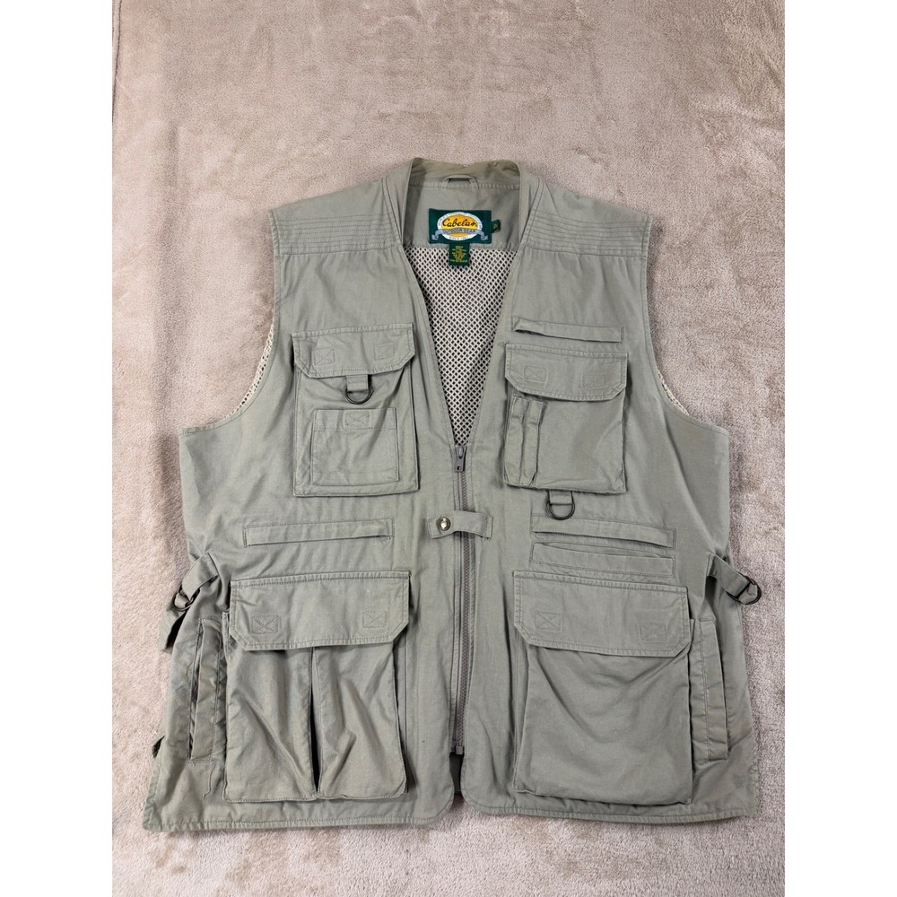 Cabelas Outdoor Gear Mens Fishing Hunting Vest Khaki XL Multi Pocket Mesh